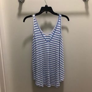 Flowy blue and white striped tank, size small